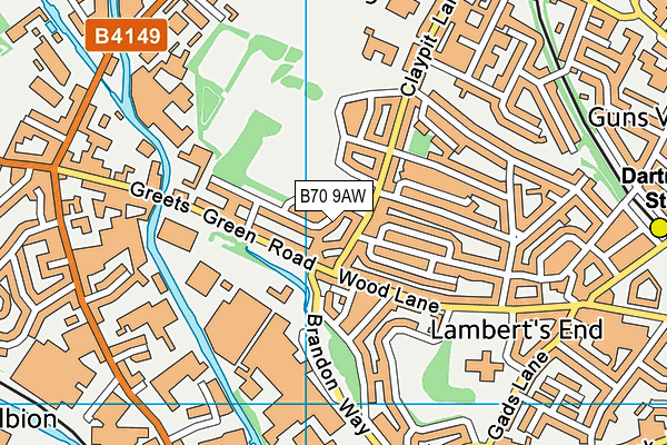 B70 9AW map - OS VectorMap District (Ordnance Survey)