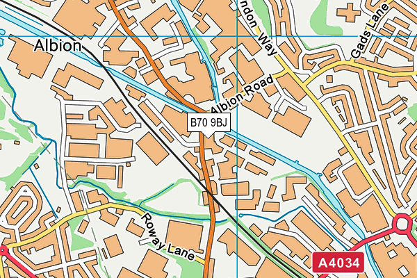 B70 9BJ map - OS VectorMap District (Ordnance Survey)