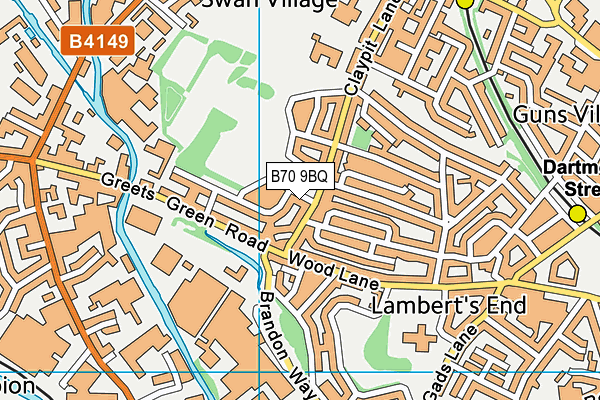 B70 9BQ map - OS VectorMap District (Ordnance Survey)