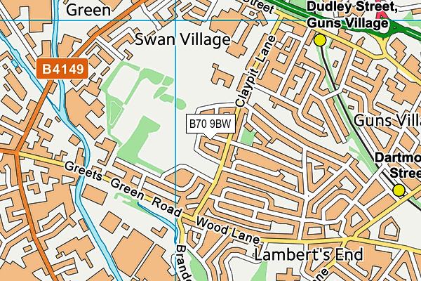 B70 9BW map - OS VectorMap District (Ordnance Survey)