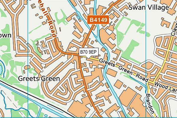 B70 9EP map - OS VectorMap District (Ordnance Survey)