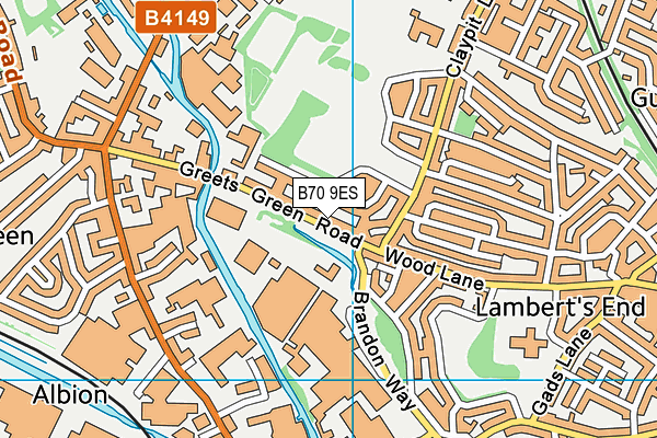 B70 9ES map - OS VectorMap District (Ordnance Survey)