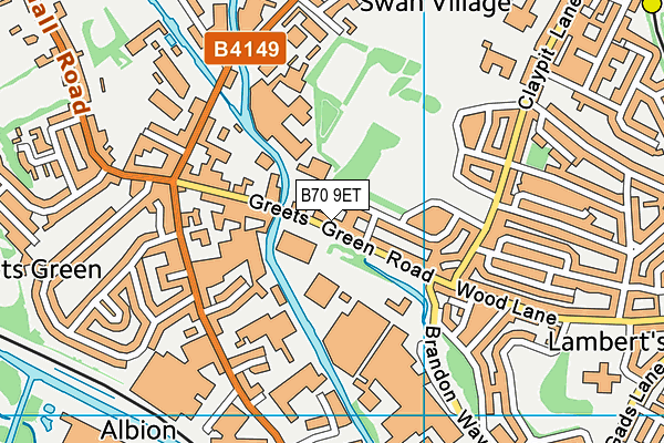 B70 9ET map - OS VectorMap District (Ordnance Survey)