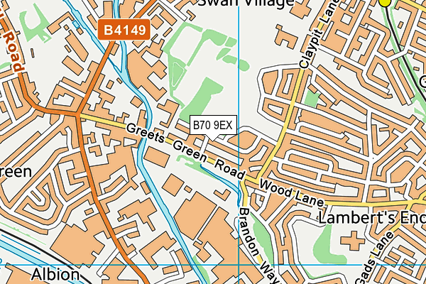 B70 9EX map - OS VectorMap District (Ordnance Survey)