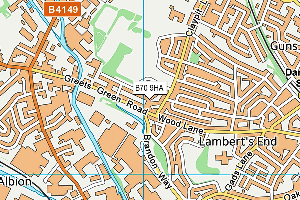 B70 9HA map - OS VectorMap District (Ordnance Survey)