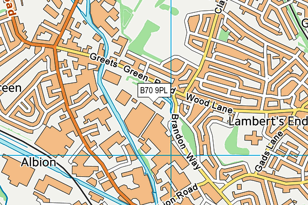 B70 9PL map - OS VectorMap District (Ordnance Survey)
