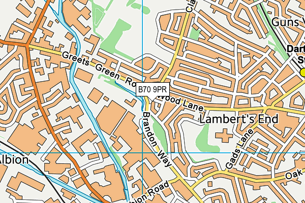 B70 9PR map - OS VectorMap District (Ordnance Survey)
