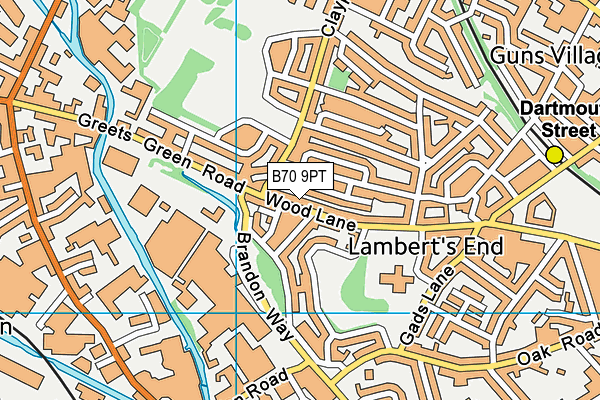 B70 9PT map - OS VectorMap District (Ordnance Survey)