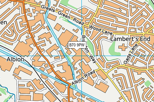 B70 9PW map - OS VectorMap District (Ordnance Survey)