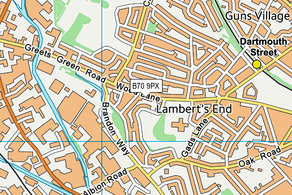 B70 9PX map - OS VectorMap District (Ordnance Survey)