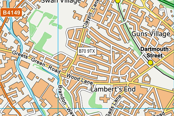B70 9TX map - OS VectorMap District (Ordnance Survey)