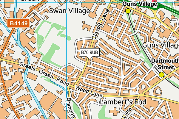 B70 9UB map - OS VectorMap District (Ordnance Survey)