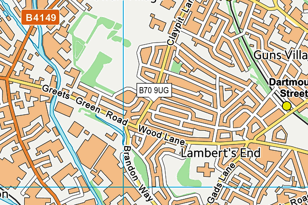 B70 9UG map - OS VectorMap District (Ordnance Survey)