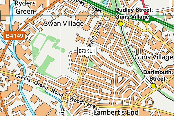 B70 9UH map - OS VectorMap District (Ordnance Survey)