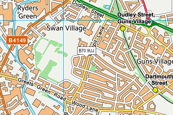 B70 9UJ map - OS VectorMap District (Ordnance Survey)