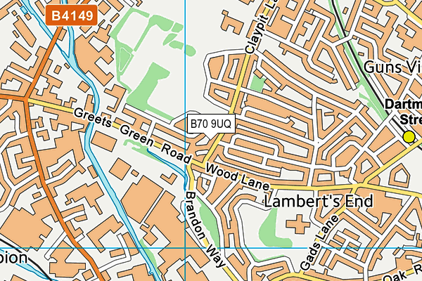 B70 9UQ map - OS VectorMap District (Ordnance Survey)