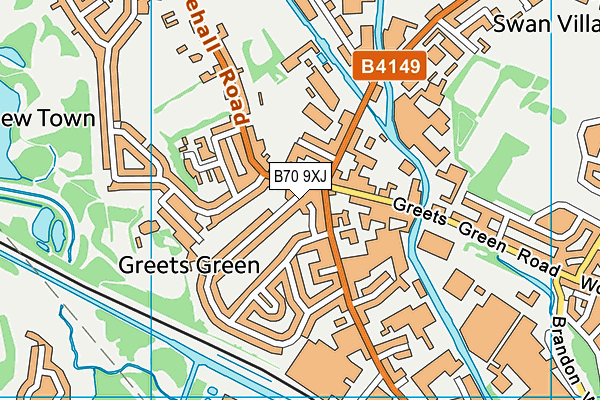 B70 9XJ map - OS VectorMap District (Ordnance Survey)