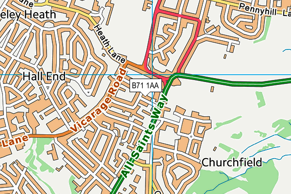 B71 1AA map - OS VectorMap District (Ordnance Survey)