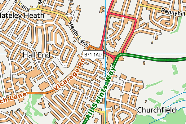 B71 1AD map - OS VectorMap District (Ordnance Survey)