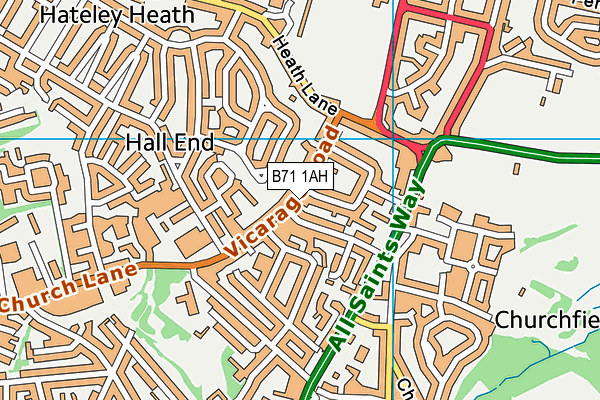 B71 1AH map - OS VectorMap District (Ordnance Survey)