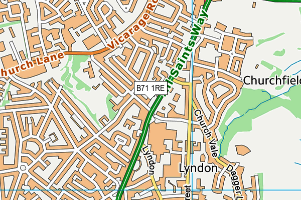 B71 1RE map - OS VectorMap District (Ordnance Survey)