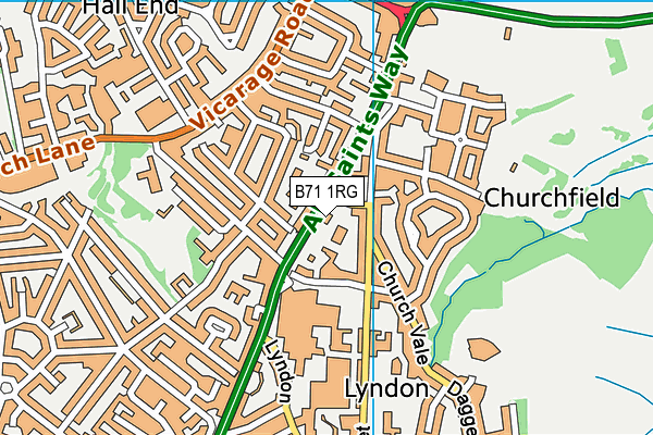 B71 1RG map - OS VectorMap District (Ordnance Survey)