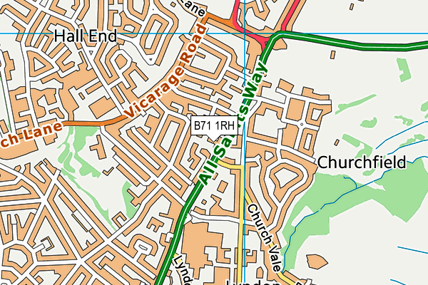 B71 1RH map - OS VectorMap District (Ordnance Survey)