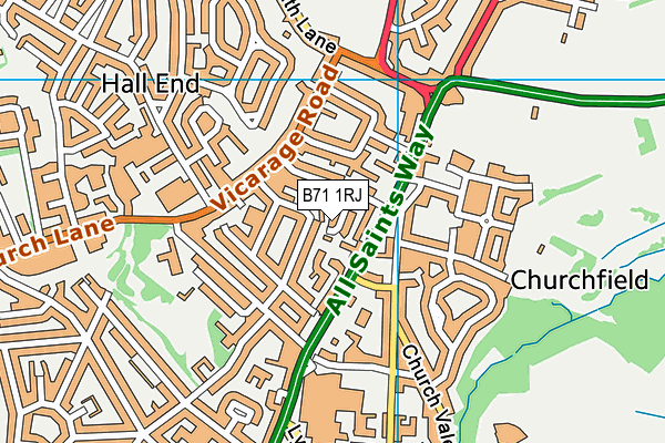 B71 1RJ map - OS VectorMap District (Ordnance Survey)