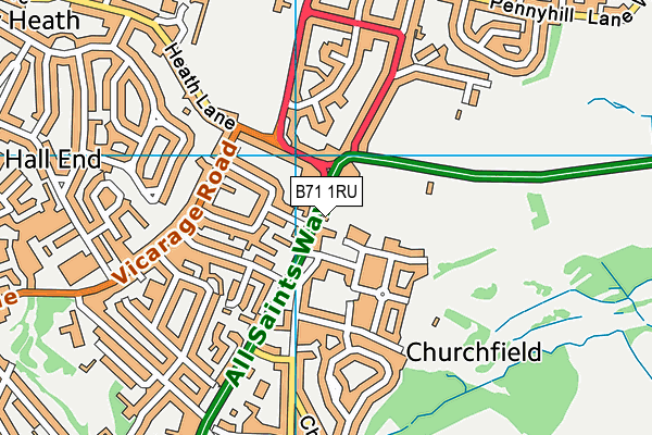 B71 1RU map - OS VectorMap District (Ordnance Survey)