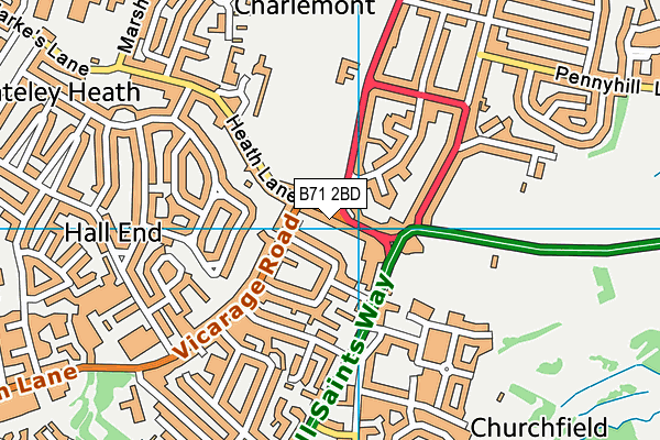 B71 2BD map - OS VectorMap District (Ordnance Survey)