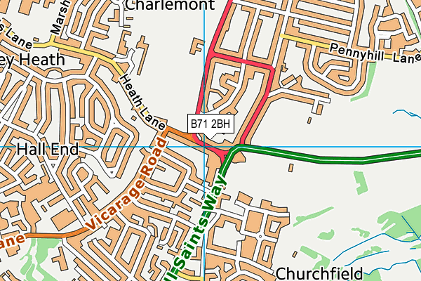 B71 2BH map - OS VectorMap District (Ordnance Survey)