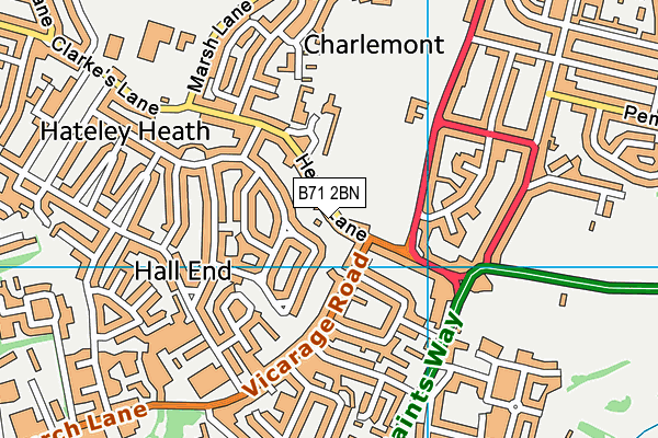 B71 2BN map - OS VectorMap District (Ordnance Survey)