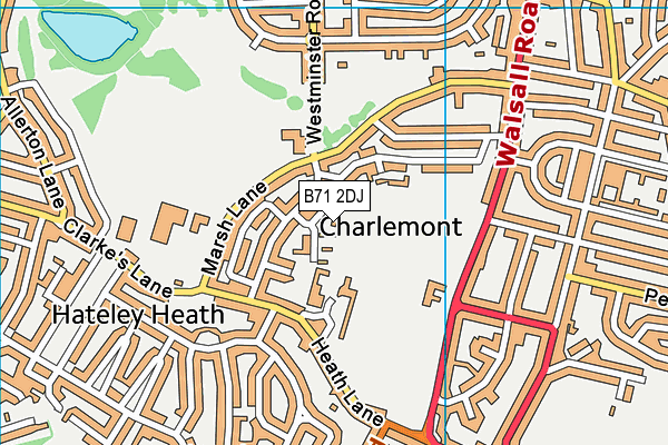 B71 2DJ map - OS VectorMap District (Ordnance Survey)