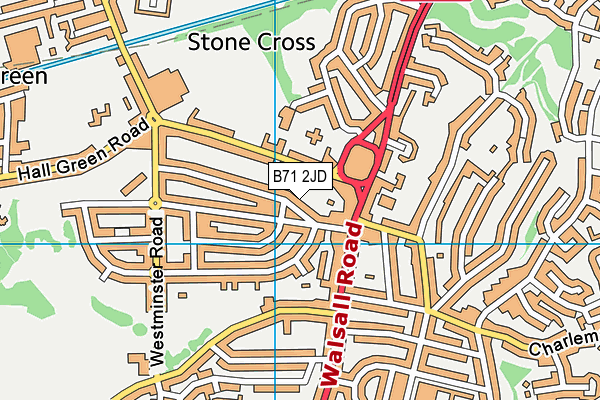 B71 2JD map - OS VectorMap District (Ordnance Survey)