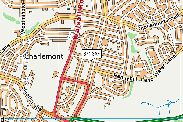 B71 3AF map - OS VectorMap District (Ordnance Survey)