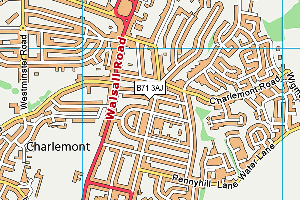 B71 3AJ map - OS VectorMap District (Ordnance Survey)