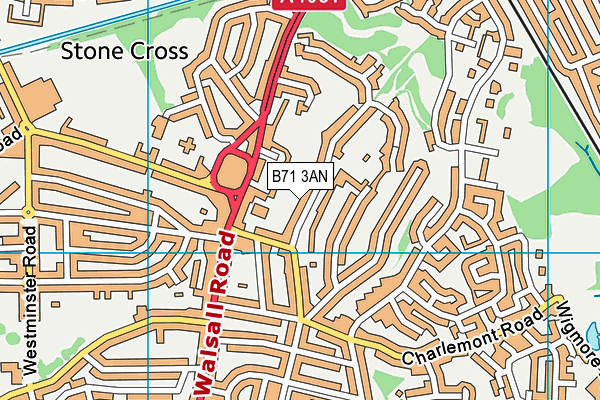 B71 3AN map - OS VectorMap District (Ordnance Survey)