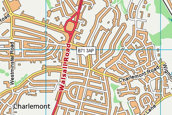 B71 3AP map - OS VectorMap District (Ordnance Survey)