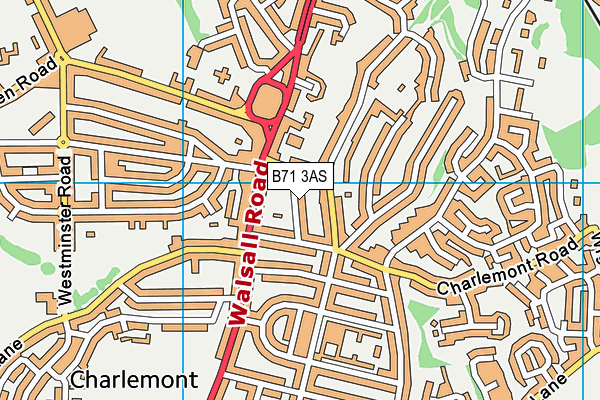 B71 3AS map - OS VectorMap District (Ordnance Survey)