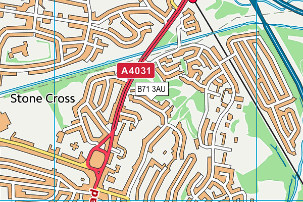 B71 3AU map - OS VectorMap District (Ordnance Survey)