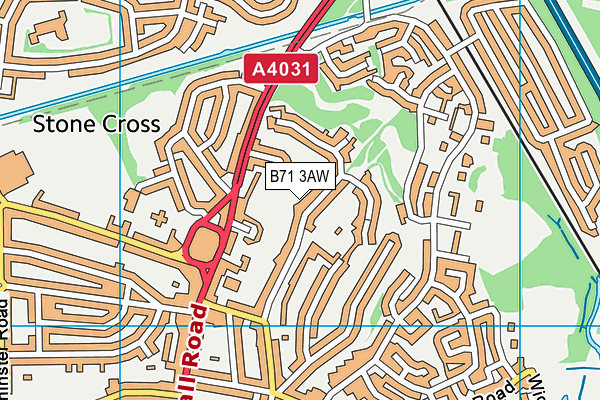 B71 3AW map - OS VectorMap District (Ordnance Survey)