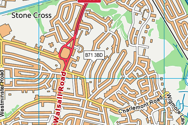 B71 3BD map - OS VectorMap District (Ordnance Survey)