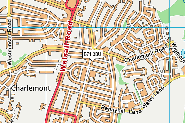 B71 3BU map - OS VectorMap District (Ordnance Survey)