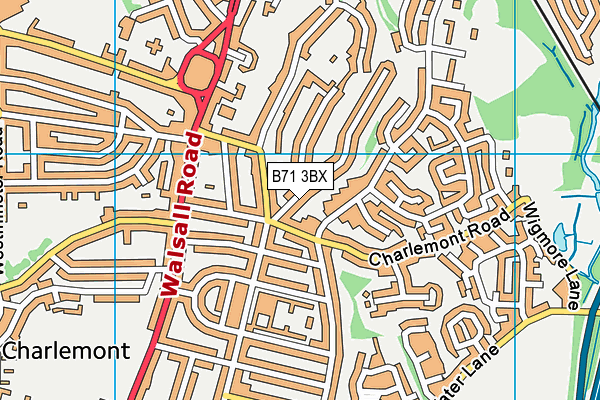 B71 3BX map - OS VectorMap District (Ordnance Survey)