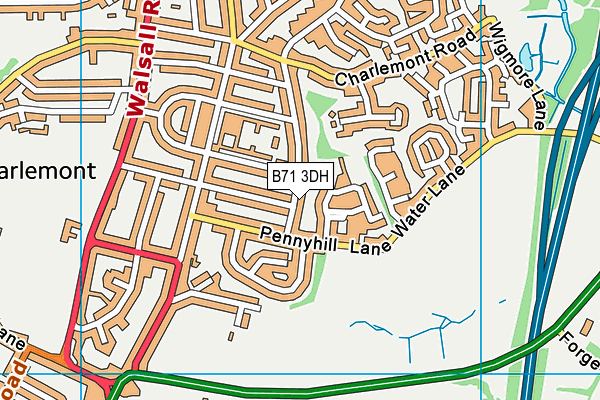 B71 3DH map - OS VectorMap District (Ordnance Survey)