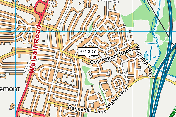 B71 3DY map - OS VectorMap District (Ordnance Survey)