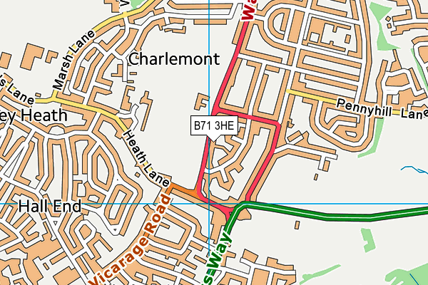 B71 3HE map - OS VectorMap District (Ordnance Survey)