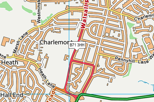 B71 3HH map - OS VectorMap District (Ordnance Survey)