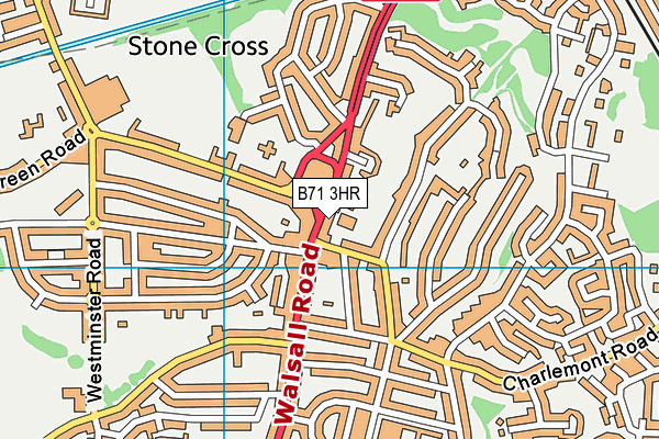 B71 3HR map - OS VectorMap District (Ordnance Survey)