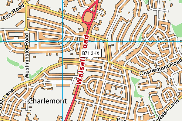 B71 3HX map - OS VectorMap District (Ordnance Survey)